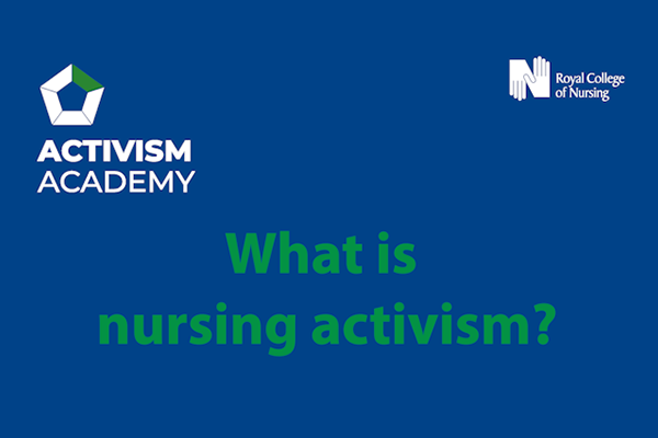 A blue background with text that reads Activism Academy: What is nursing activism