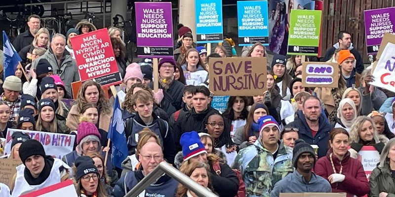 Cardiff University staff and students protest over proposal to close its School Of Nursing