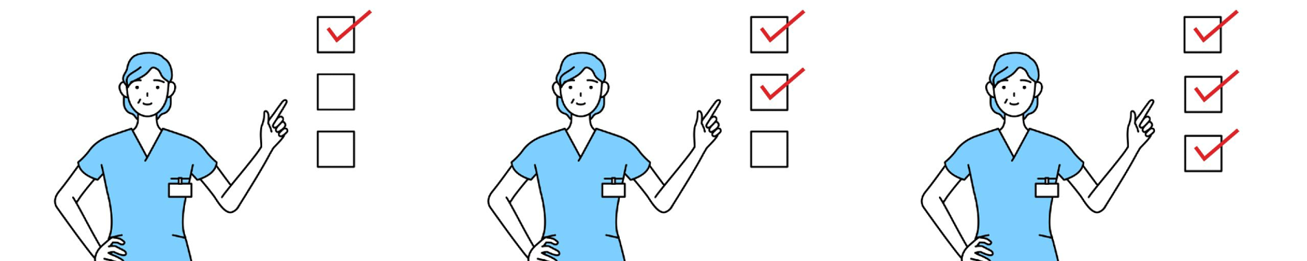 Health care worker pointing to a checklist