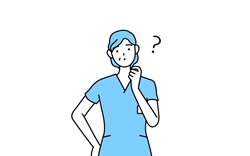 A health care worker asking a question